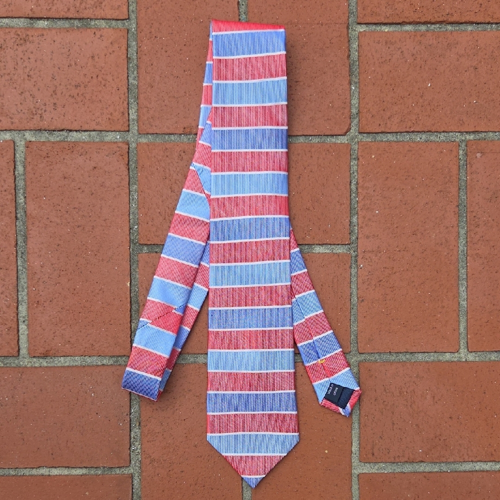 Vintage Y2K Nautica Red and Blue LONG 59" Striped Tie